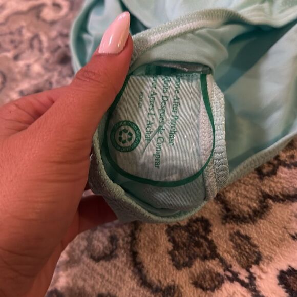 NWT Kate Spade Plunge One Piece Swimsuit Pique Scallops in Low Tide Aqua Size XL - Picture 4 of 7